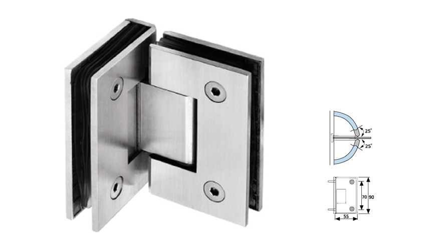 Glass Shower Hinge,Straight Edge 90°,Glass To Glass